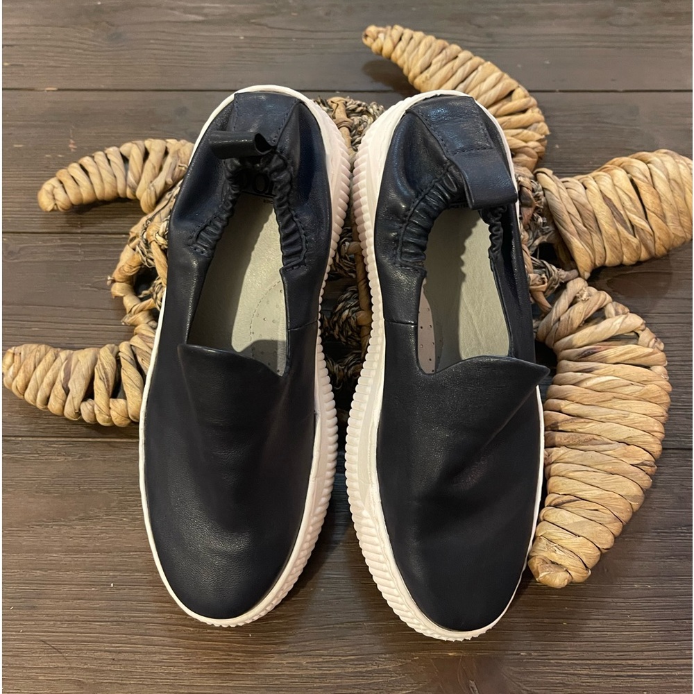 Sofft Dark Navy Leather Slip Ons